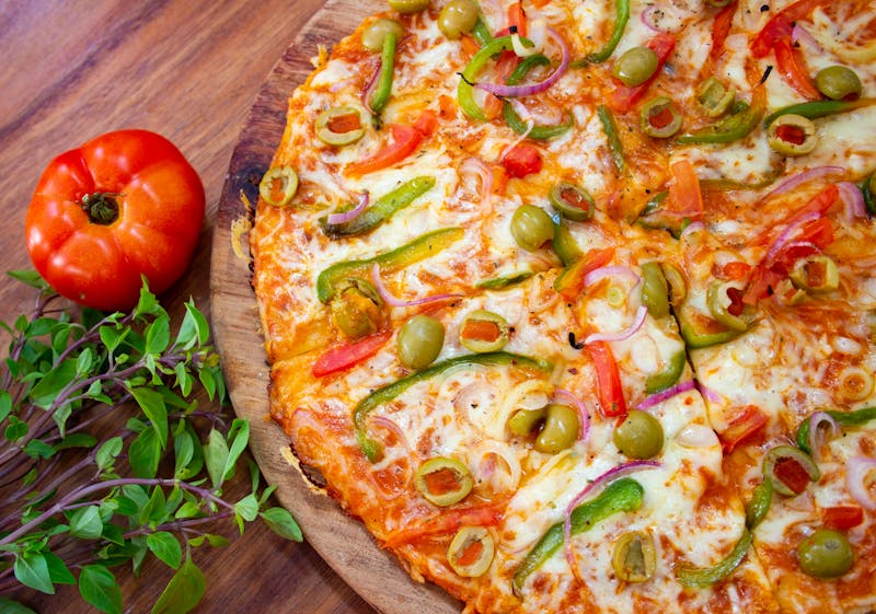 Garden Veggie pizza with colorful vegetables