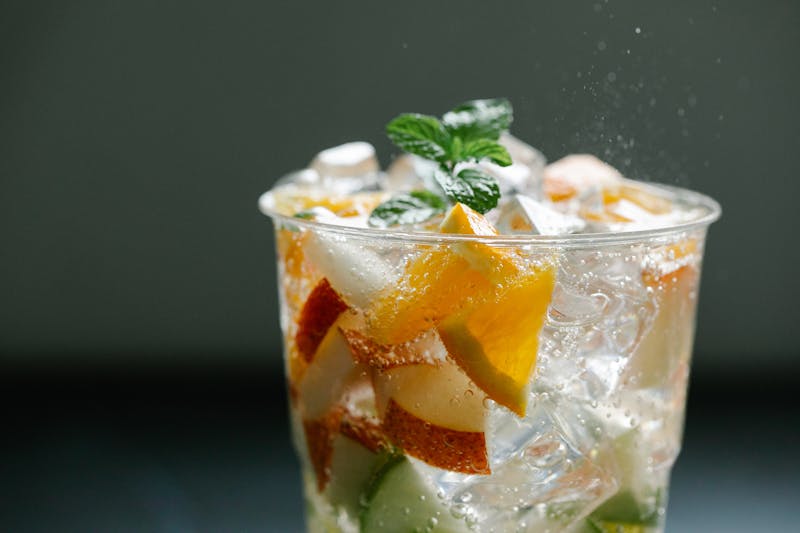 Fresh lemonade with mint and ice