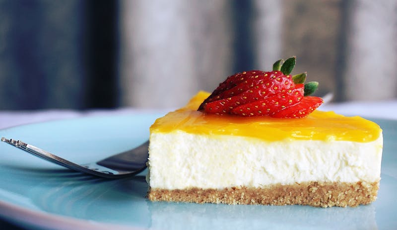 Creamy New York style cheesecake slice