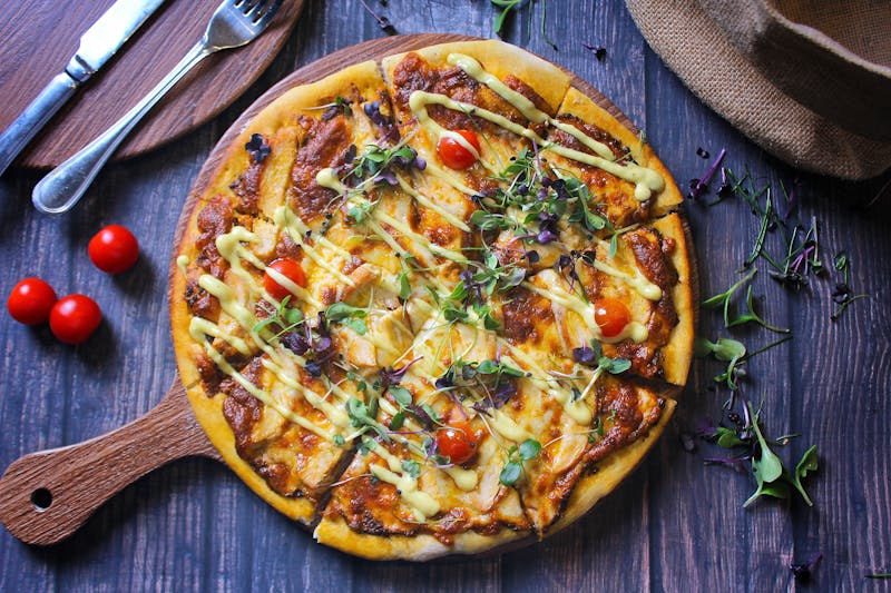 Truffle Mushroom gourmet pizza with arugula